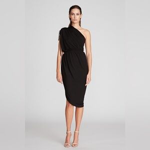 NWT Halston Heritage Black One-Shoulder Dress SZ 2